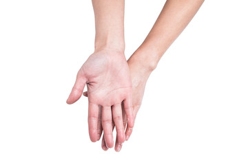 Asian women's hands rubbing hand cream