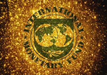 Symbol of the International Monetary Fund and gold.