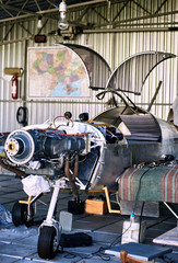 Fototapeta na wymiar Engine maintenance of a single-engine parkenge aircraft in the hangar.