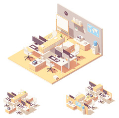Obraz premium Vector Isometric office with cubicle