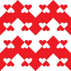 Vector illustration red and white hearts. Seamless background a pattern on a love subject. Declaration of love, wedding engagement, love.