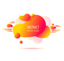 Abstract  shape cloud splash stain liquid with gradients,  lines, dots, circles in orange acid colors for trend modern style on template banner poster or for  web site internet presentation