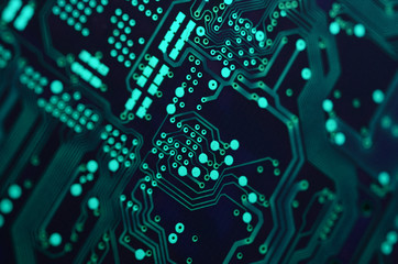 closeup over electronic circuit board