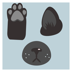 Black cat body parts 