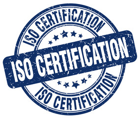 iso certification blue grunge stamp