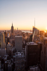 Sunset over New York Cityscape