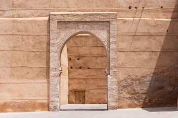 Arabic style wall door on a Marrakech street.