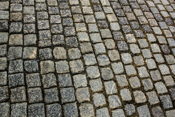 Paving cobbles stones texture. Retro street road