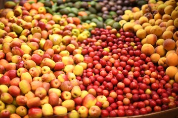 Pile of various kinds of fruits in the market