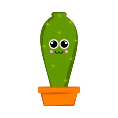 Happy cactus in a flower pot. Vector illustration design