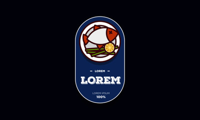Fish Dish Badge Sticker Logo Design 