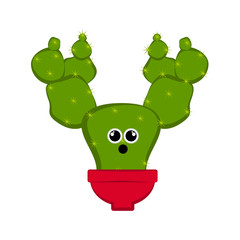 Amazed cactus in a flower pot. Vector illustration design