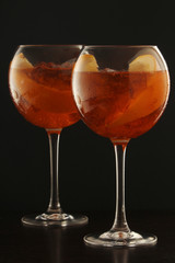 Two glasses with aperol spritz cocktail	