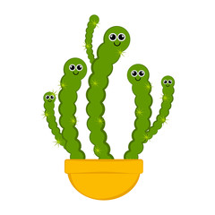 Happy cactus in a flower pot. Vector illustration design