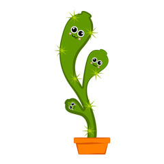 Happy cactus in a flower pot. Vector illustration design