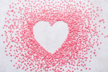 Candy heart background for Valentine's Day. Copy space