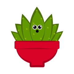Amazed cactus in a flower pot. Vector illustration design