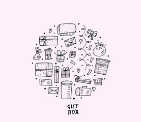 Set of gift boxes. Vector illustration.