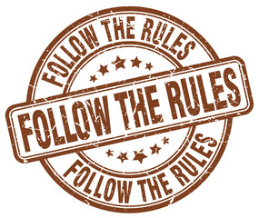 follow the rules brown grunge stamp