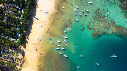boat in a lagoon in aerial view, Philippines