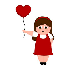 Obraz na płótnie Canvas Happy woman with a heart ballon. Valentines day. Vector illustration design