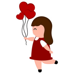 Happy woman with a heart ballons. Valentines day. Vector illustration design