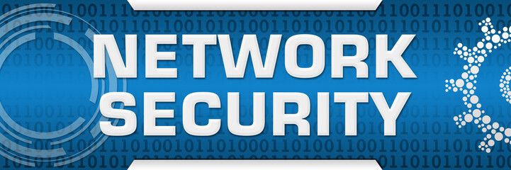 Network Security Blue Binary Gear Circle Horizontal 