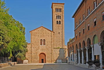 Fototapeta na wymiar Italy Ravenna S. Francis Basilica with the bell tower.