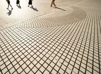 concrete stone paving patterns with sunlight