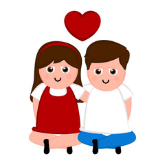 Isolated couple in love with a heart. Valentines day. Vector illustration design