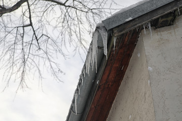 Icicles on the house roof