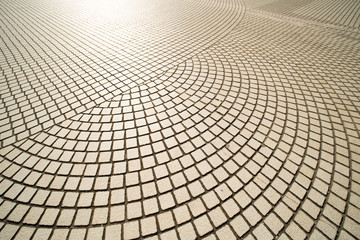 concrete stone paving patterns with sunlight