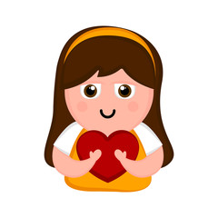 Happy woman with a heart. Valentines day. Vector illustration design