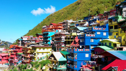 Colorful  Houses in aerial view, La Trinidad, Benguet, Philippines - 242301657