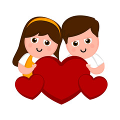 Isolated couple in love with a hearts. Valentines day. Vector illustration design