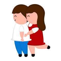 Isoalted happy couple in love. Valentines day. Vector illustration design