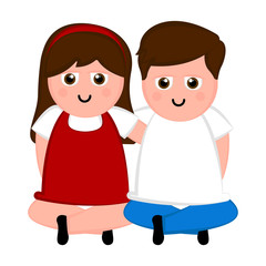 Isoalted happy couple in love. Valentines day. Vector illustration design