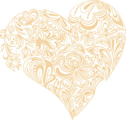 Valentine's day heart. Love card. Golden vector floral hearts. Isolated vector element