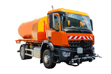 Street cleaner machine isolated on white background with clipping path