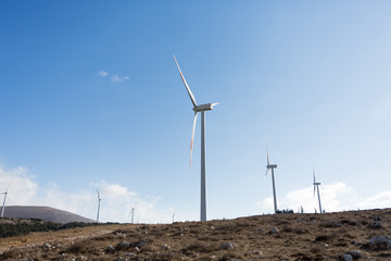 Landscape with Turbine Green Energy Electricity, Windmill for electric power production, Wind...