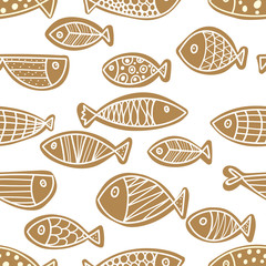 Cute postcard with gold decorative fish.