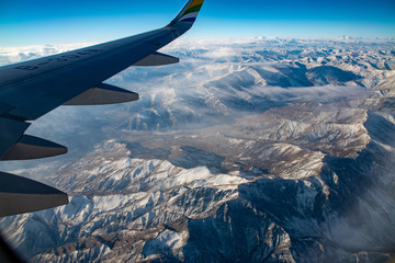 Airplane with beautiful mountains