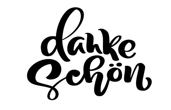 Vector hand drawn lettering Danke Schon. Elegant modern handwritten calligraphy with thankful quote. Thank you Deutsch Ink illustration. Typography poster on white background. For cards, invitations