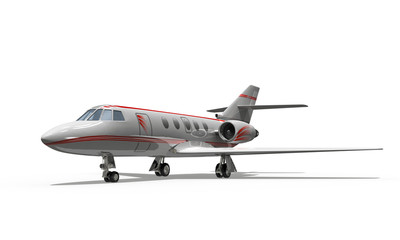 Privat Jet grau und rot, freigestellt