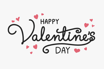 Valentine's Day typography with cute hand drawn hearts. Vector
