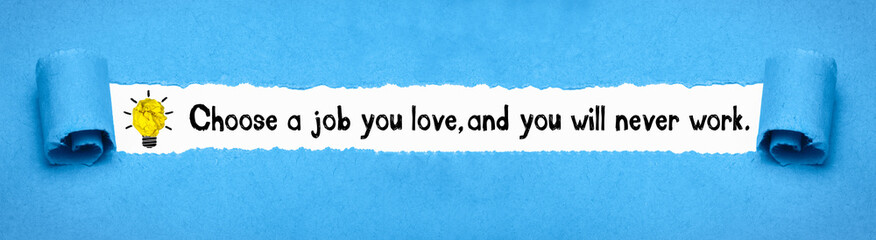 Choose a job you love,and you will never work.