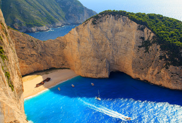 Shipwreck. Navagio Beach, Zakynthos Island. Greece Island Zakynthos holidays. Navagio beach view...