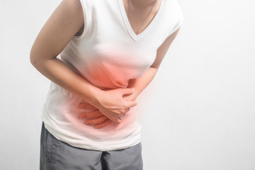 Period cramps, woman have stomach ache and pain