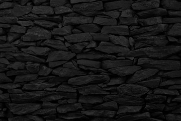 Naklejka premium Black stone wall background, rock texture in natural pattern with high resolution for design art work.