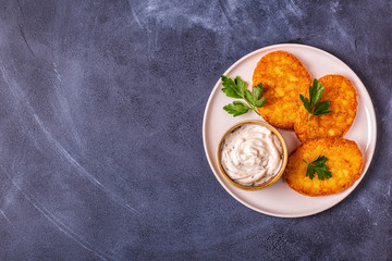 Potato pancakes, hash braun.